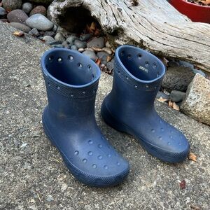 Navy Blue croc rain boots